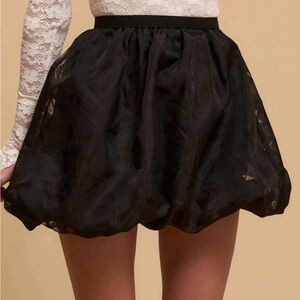 Black Floral Bubble Skirt